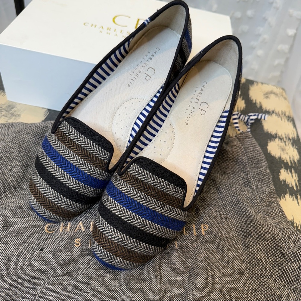 Striped Loafers - Black, Blue, Brown